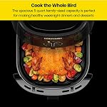 Friteuse à air TurboFry 5-quarts Chefman, panier et plateau lavables au lave-vaisselle, utilise peu ou pas d'huile pour des aliments sains, minuterie de 60 minutes, cuisine des repas plus sains rapidement, lumière indicatrice de chaleur et de puissance, contrôle de température, noir