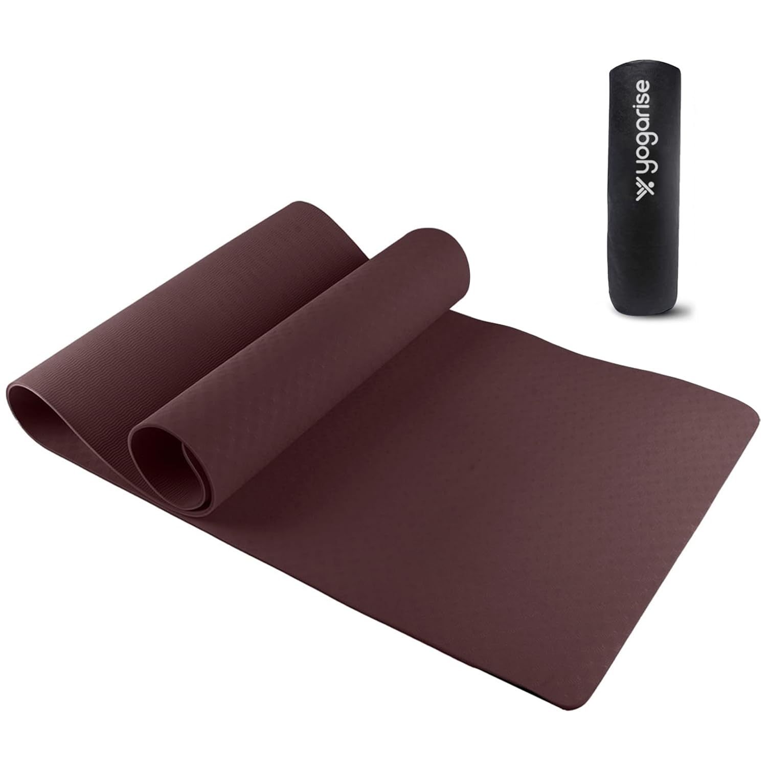 Yogarise 6mm Anti-Skid Yoga Mat with Carry Bag, Eco-Friendly, Water-Resistant, Non-Toxic, Super Soft, Easy to Fold, Durable, Lightweight, Perfect for Yoga, Pilates, Gym & Outdoor Workouts (Wine)