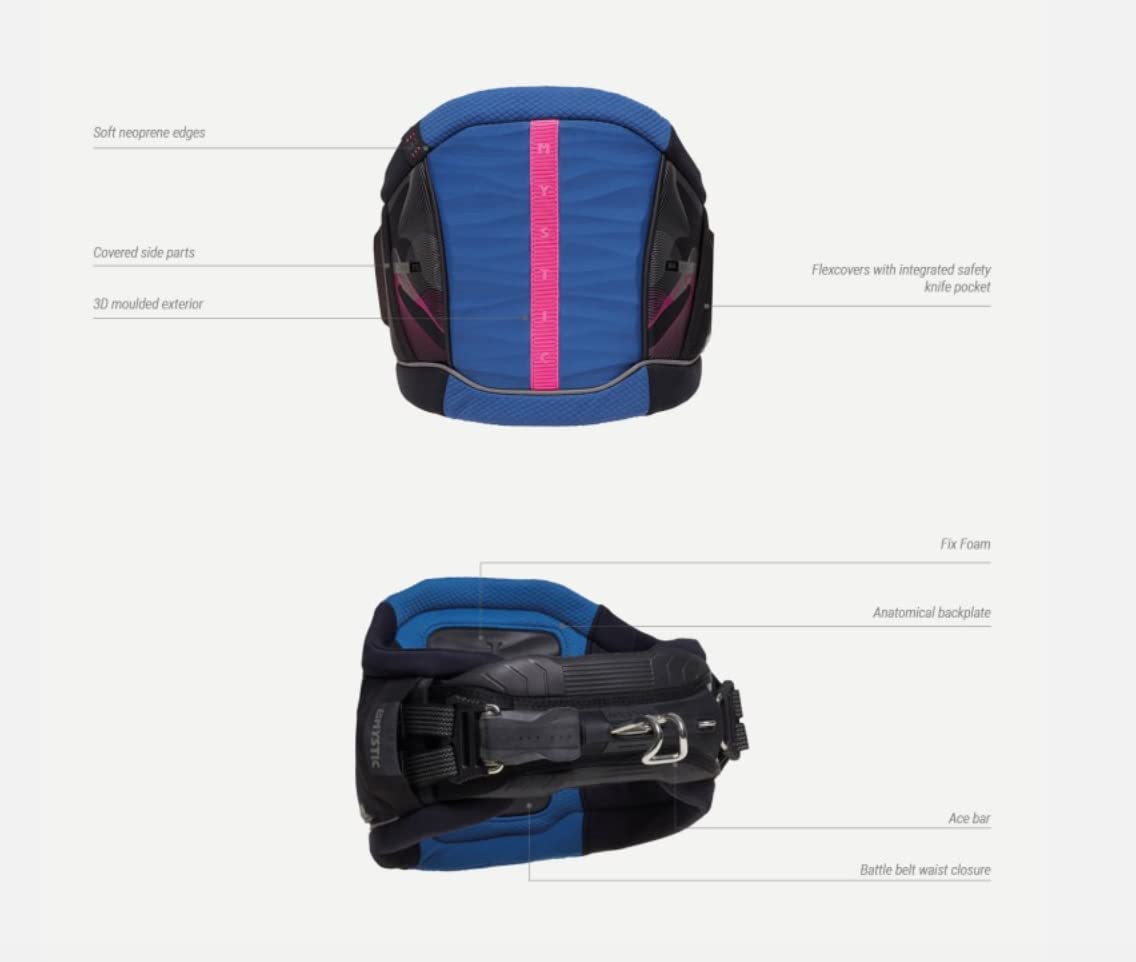 Mystic Watersports - Surf Kitesurf & Windsurfing Damen Jax Waist Harness - Summer Blue - Anatomical Backplate - Fix Foam