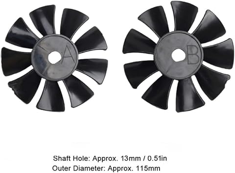 Black Air Compressor Cooling Fan 2 Pack For 550w 750w Oil-free Motor With 115mm Outer Diameter 13mm Shaft Hole Quiet Plastic Replacement Blades