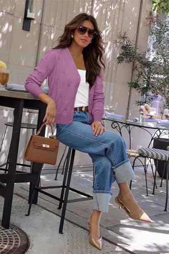 Image of Arach&Cloz Women's Soft Cropped Cardigan Casual Lightweight Shrug Sweater Tops