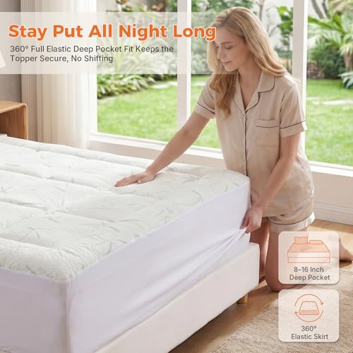 Image of Sweetcrispy Dual Layer Full Memory Foam Mattress Topper, 2 Inch Gel Memory Foam Plus 1 Inch Alternative Pillowtop Mattress Pad Cover, Cooling Bed Topper for Pressure Relief