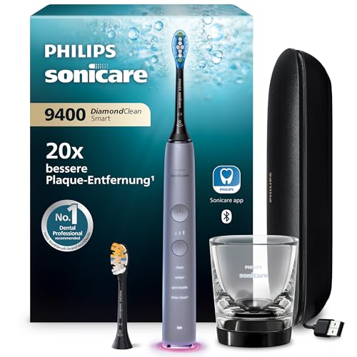 Philips Sonicare DiamondClean Smart 9400 elektrische Zahnbürste, Schallzahnbürste mit App, Drucksensor, Bürstenkopferkennung, 4 Putzmodi und 3 Intensitätsstufen, Grau, Modell HX9917/90 1