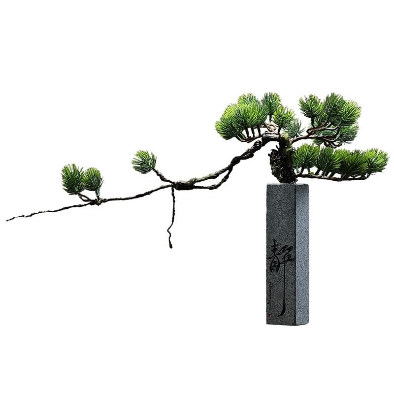 Árbol bonsái Artificial pequeño, simulación de planta de Pino acogedora en maceta, oficina Creativa, jarrón de Piedra Chino, decoración de interiores para El hogar, adornos para sa