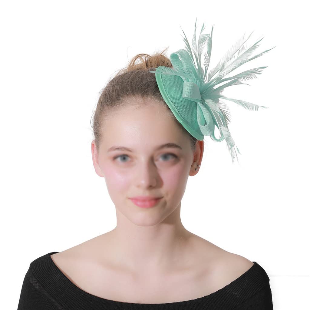Szmaragdowo-zielone damskie kapelusze ślubne pióra do włosów fascynatory Chapeau Ladies Elegalt ślubne imprezowe akcesoria do włosów (szary 18cm)