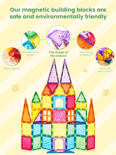 42-Piece Magnetic Tile - Montessori and Sensory Toys for Toddlers - Magnetic Tiles for Kids Ages 3-8 - Image 3
