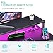 Lufeiya Gaming Desk with Power Outlets and LED Lights, 40 Inch Gamer Desk Table with Charging Station, Home Office Computer Desks with Monitor, Black