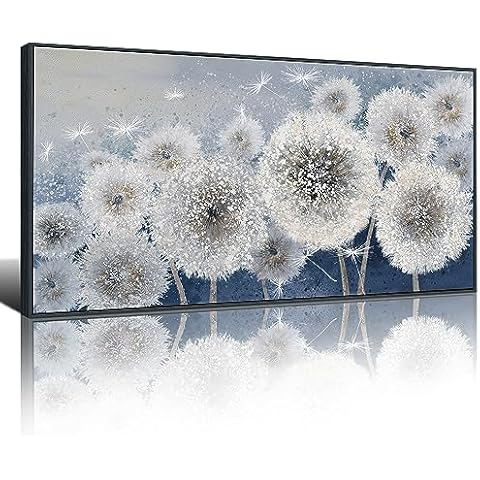 Pogusmavi Dandelion Wall Art Modern Wall Decor Botanical Wall Art Framed Artwork for Walls Office Artwork Wall Decor Pictures for Bedroom Wall Decor Canvas Wall Art for Living Room 30x60 Black Framed Cover