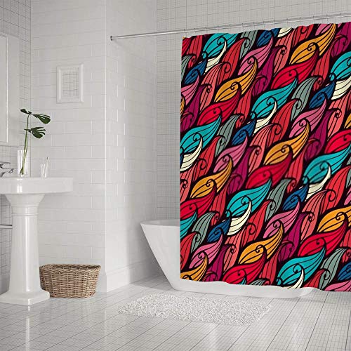 Rideau de douche avec crochets 180x180 polyester lavable pour baignoire - 3