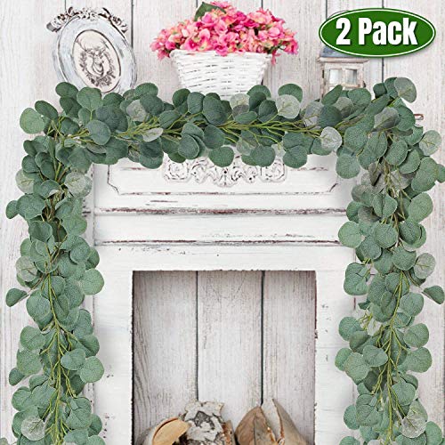Lot De 4 Guirlandes D'eucalyptus Artificiel 180 Cm + Décoration Papillon - Décoration Murale Et De Table Pour Mariage Et Intérieur