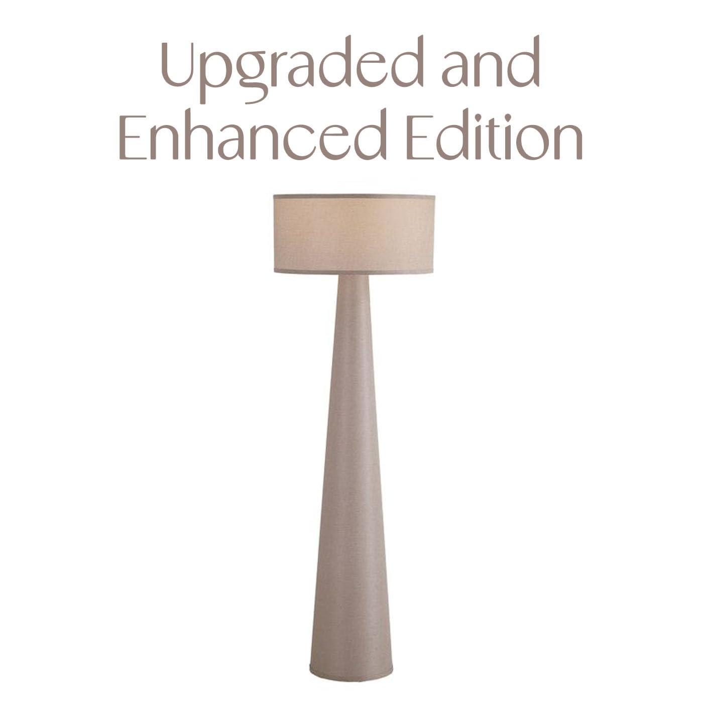 Lampa podłogowa, gałąź i knot, wysoka stojąca lampa lniana z kloszem z tkaniny, żarówka LED w zestawie - elegancka lampa narożna do salonu, sypialni, biura - taupe