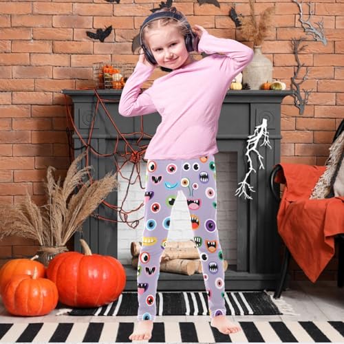 Girls' Leggings Monster Mouth Eye Smile Ankle Length Printed Leggings Comfort Pants for Kids 4-10 Years2
