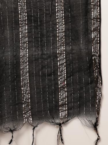 Image of Stylum Women's Solid & Embroidered Crepe A-Line Kurta with Dupatta