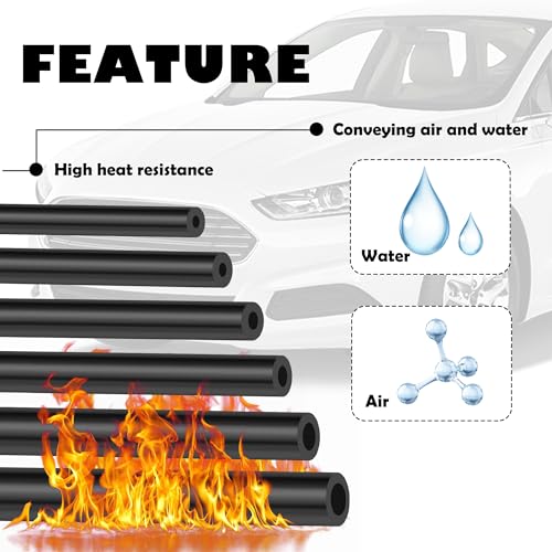 Image of 6PCS 5Ft Vacuum Hose Automotive,Silicone Vacuum Hose with ID 1 /8 inch 5 /32 inch 3 /16 inch 1 /4 inch 5 /16 inch 3 /8 inch,130PSI Max Pressure Vacuum Line Kit Silicone Tubing Car Accessories for Air /Water (6PCS)