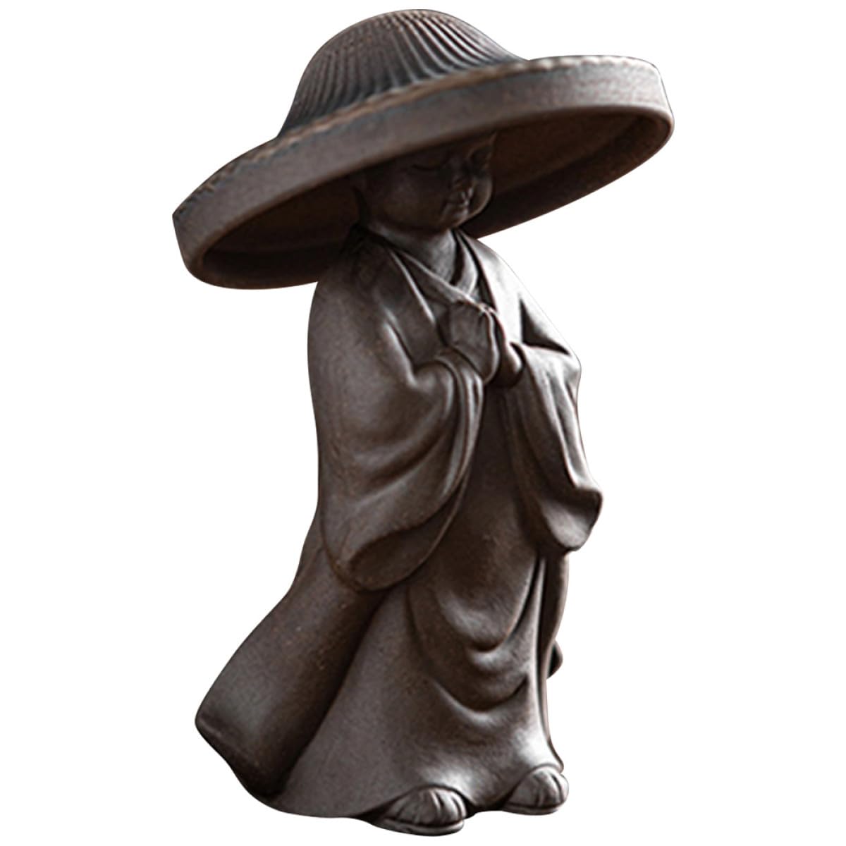 Filtre à Thé et Infuseur à Thé de Moine Marron en Céramique Ornement Décoratif Pratique pour Décorer l'espace de Vie