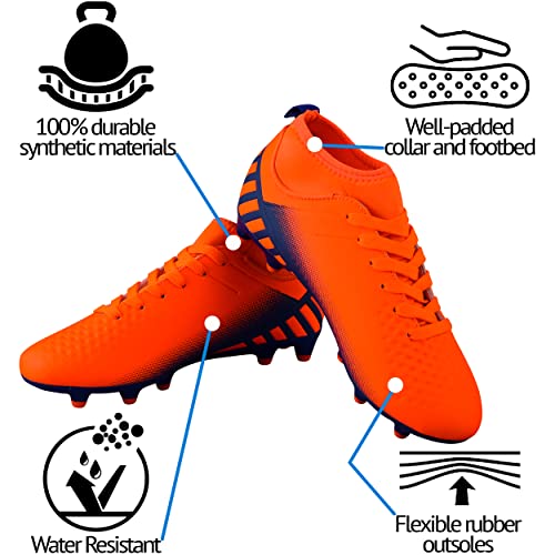 Vizari Santos Firm Ground Kids Soccer Cleats | Girls and Boys Soccer Cleats Embossed Synthetic Upper with Built-in Sock | Mid-Cut Football Shoes with Molded TPU Outsole for Maximum Traction3