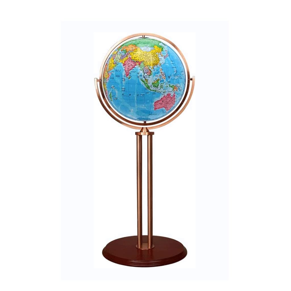 Flyiodfcxv B Globe, Floor Standing With Round Wooden Ase Geo Globe For Home Decor 16.5 Inch Clear Text Marking