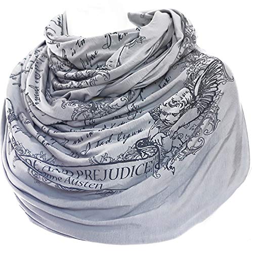 Literati Club Pride and Prejudice Book Scarf,Gray,One Size