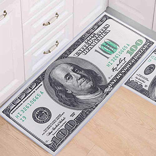 Pretty Comy Print Area Rug with Non-Slip Backing One Hundred Dollar 100 Bill Modern Home Decor Carpet Mat 15.7X 39.4 inch
