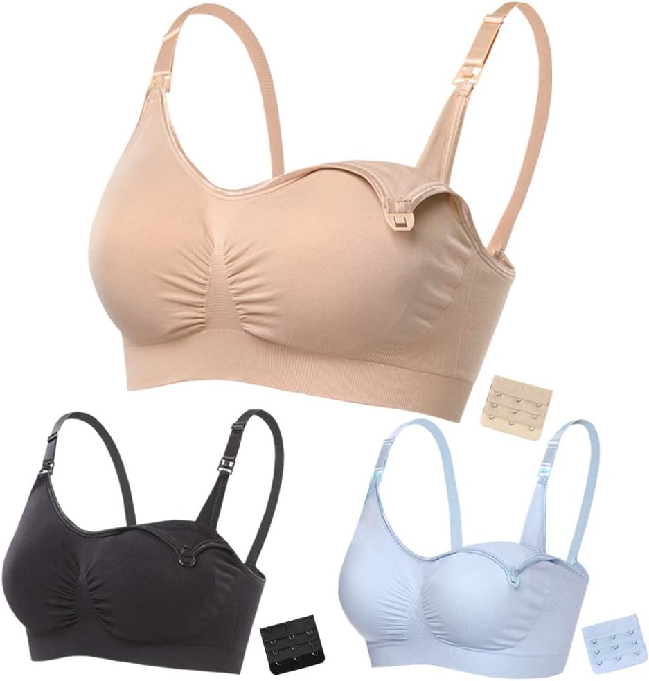 Nursing Bra - Full Bust Seamless Nursing Maternity Breastfeeding Bras with High Elasticity and Width Adjustable