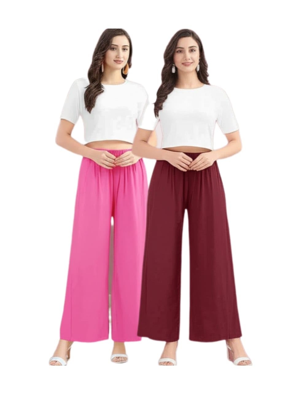 Pack of 2 Stylish Women's and Girls Latest Palazzo Pants Combo Trendy Casual Regular Wear Free Size Palazzo-picture-19