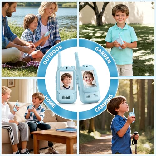 Video Walkie Talkies for Kids Ages 3-12, 2 Pack Rechargeable Video Intercom Toys with Camera, Indoor Outdoor Adventure Games for Family Camping Hiking Birthday Gifts for Boys Girls (Blue/Blue) by MINIBEAR - Image 8