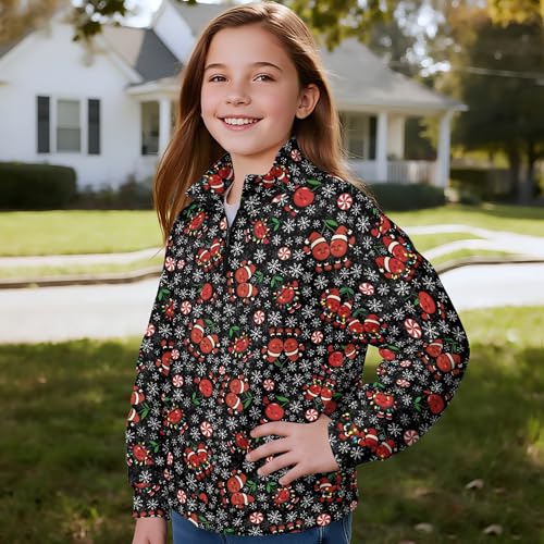 Image of AmzPrint Girls Graphic Quarter Zip Coat Long Sleeve Lightweight Oversized Athletic Running Hoodies For Kids Teen Girls