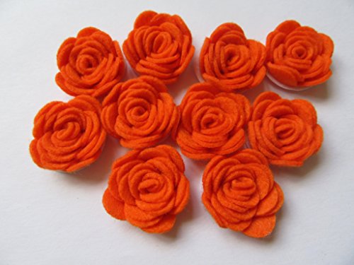 Image of YYCRAFT Pack of 20PCS Felt Rose 1.5 inch 4D Flower Applique /Bow (Halloween Orange)