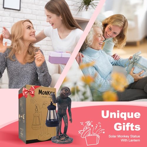 Garden Statue Monkey Figurine Solar Powered Led Lights Patio Yard Decor for Women Moms and Grandmas Housewarming Gift (Copper)  
Garden Statue Monkey Figurine Solar Powered Led Lights for Patio Lawn Balcony Decor Ideal Gift for Women Moms and Grandma