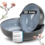 Moritz & Moritz VIDA Servierschalen Set Blau - 2x Große Schalen aus hochwertigem Porzellan, Modern & Zeitlos, Mikrowellen- & Spülmaschinengeeignet - Perfekt für Salate, Pasta, Snacks & mehr