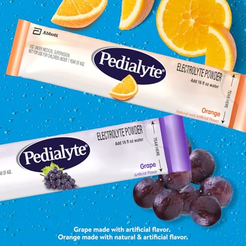 Image of Pedialyte Electrolyte Powder, Hydration Drink for Kids & Adults, Variety Pouch: Grape and Orange, 48 Powder Packets