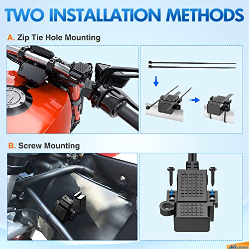 Image of Nilight Waterproof Motorcycle USB 3.1Amp Quick SAE to USB Charger Adapter O Ring Terminal Cable Harness with Inline 5Amp Fuse Handlebar for Mobile Devices GPS