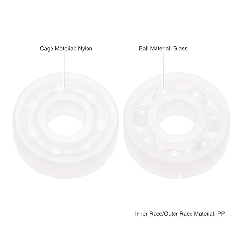 Miniatura 2 de uxcell 608 rodamientos de plástico PP de 0.315 x 0.866 x 0.276in, jaula de nailon de bola de cristal, paquete de 1