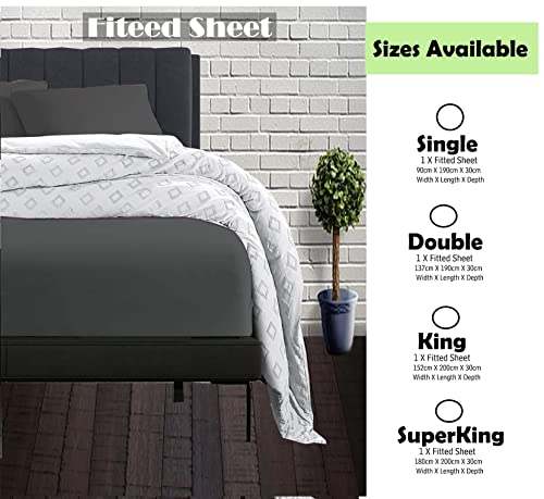 Apex Furnishings Bedding Single Fitted Sheet Dark Grey - Image 3