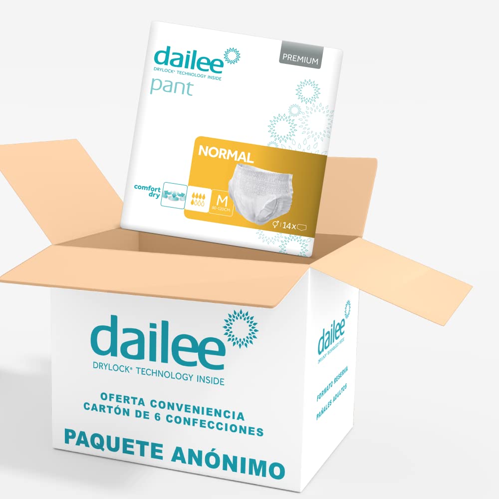 Dailee Pants Normal M - 84x Pañales Adultos Maxima Absorcion - Braga Pañal Adulto para Ancianos, Hombres y Mujeres - 84 Bragas Incontinencia Mujer y Hombre