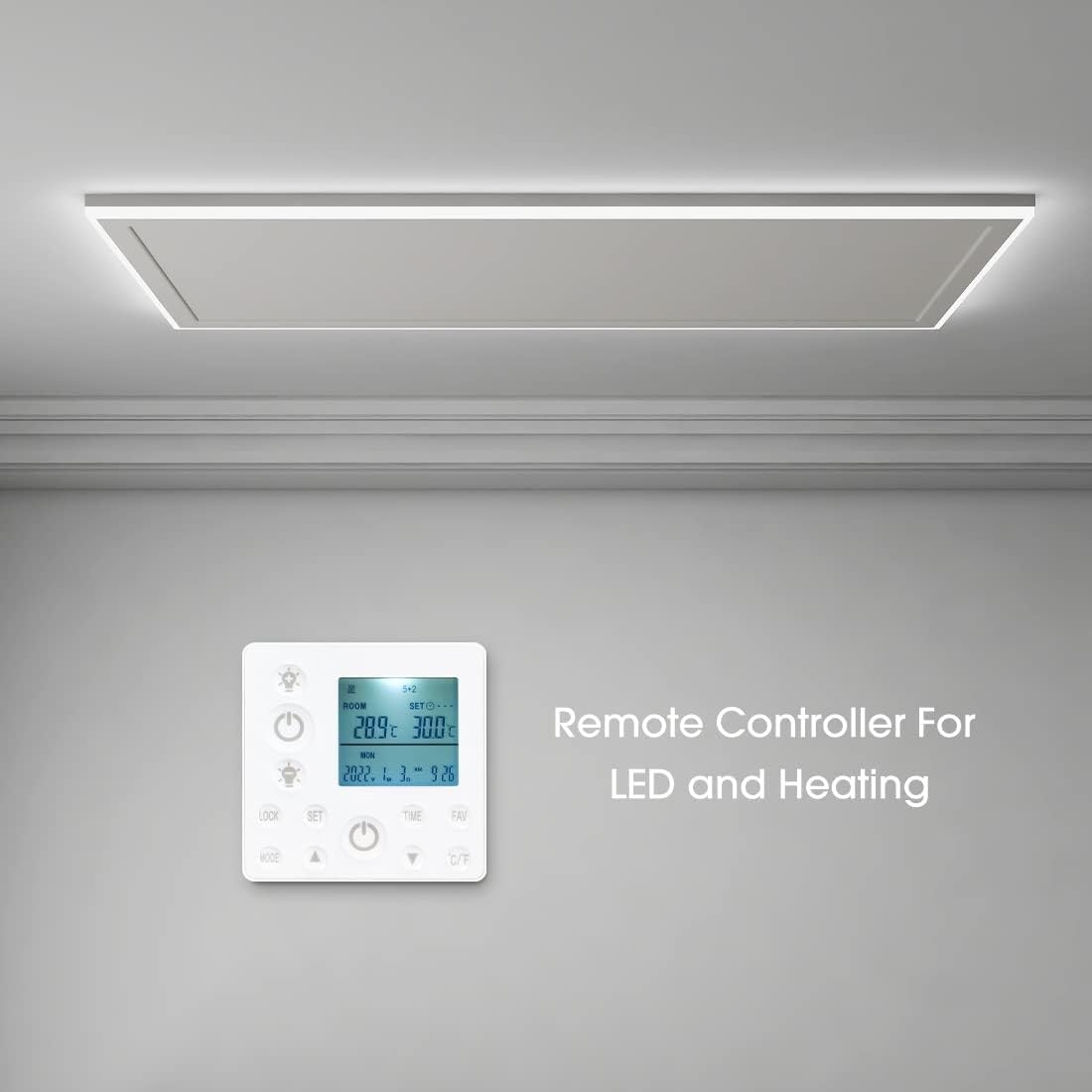 QH-HL - Pannello a Infrarossi con Illuminazione a LED, Riscaldamento Elettrico a Infrarossi, Efficienza Energetica, 840 Watt, WiFi