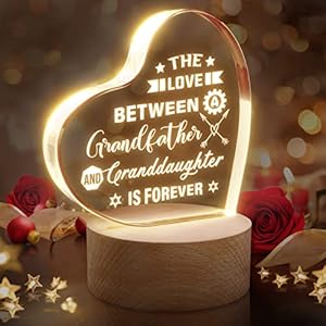 Grandpa Gifts from Granddaughter, Christmas Gifts for Grandpa – Unique Engraved Night Light, Best Gifts for Grandfather…