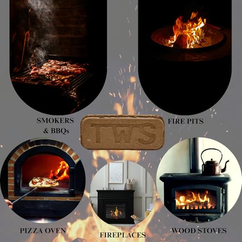 TWS 10 Compressed Hardwood Fuel Blocks 10-Pack - 100% Natural Sawdust Fire Logs, Long Burn High Heat, Low Ash Eco-Friendly for Fireplace Wood Stove Fire Pit - Thumbnail 6