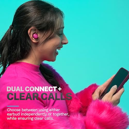 Image of JLab Go Air Pop+, True Wireless Earbuds, Bluetooth Earbuds with Microphone, Dual Connect, EQ3 Sound, Dark Pink