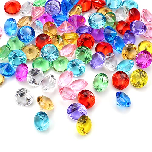 quiodok 100 Pcs Gemmes acryliques Multicolores, Gemmes de Diamants en Acryliques, Faux Diamants Multicolore pour Remplissage de Vase décoration de Table Mariage Bricolage fête Cover