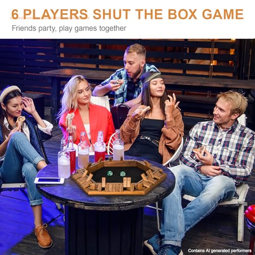 BIVOMON Shut The Box Juego de Mesa de Dados para 1-6 Jugadores miniatura 6