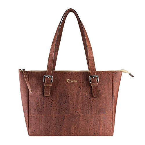 Corkor Sac fourre-tout pour femmes avec deux poignées - Sac Vegan liège rouge