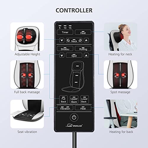 Snailax Neck And Back Massager With Heat, Shiatsu Back Massager For Back Pain, Kneading,Rolling Massage Seat Cushion,Full Body Massage Chair Pad,Seat Massager For Chair,Ideal Gifts #TOP7