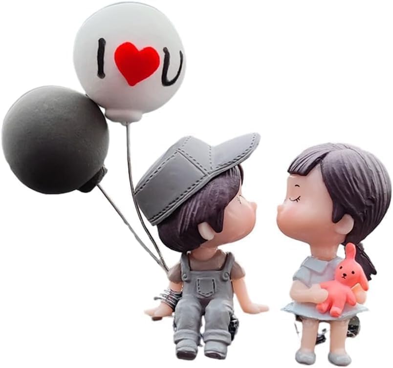 Gery Resin Cartoon Couple Car Decoration Dashboard Car Interior Ornament,Interior Figure Cute Mini Figure Statue Kiss Couple Doll Ornaments Car Home...