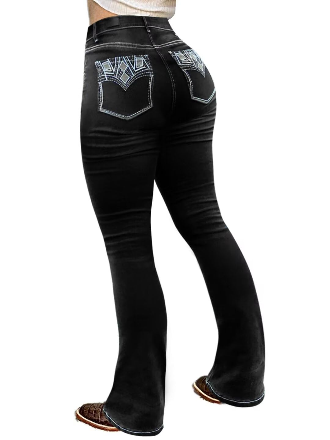 Flamingals Butt Lifting Bootcut Jeans Stretchy Casual Fall Winter Trendy Flare Leg Jeans for Women