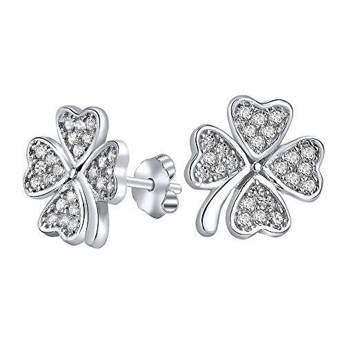 Preisvergleich Produktbild PRIA Silberohrstecker Kleeblatt mit Mikro-Zirkonia 925 Sterling Silber
