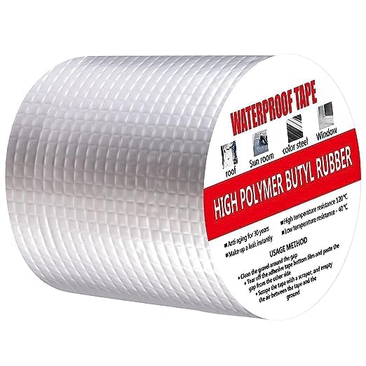 Super Strong Adhesive Waterproof Permanent Repair Aluminum Butyl Tape Rubber Foil Suitable for Roof Leak, surface Crack, Window Sill Gap, Boat Sealing, Home Renovation (10CM*5M (Pack Of 1)) (B0CPWLHR49) Amazon Price History, Amazon Price Tracker
