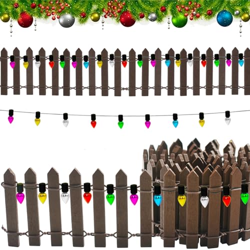 Weihnachten Miniatur-Gartenzaun Holzzaun Flexibler Miniatur-Zaun, 100cm*5cm Miniatur Zaun Gartenzaun...