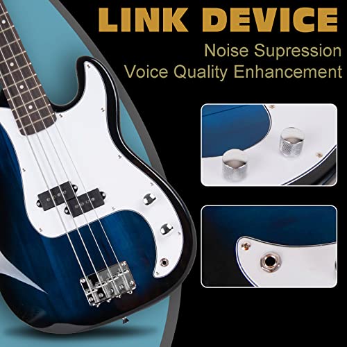 Polar Aurora NEW Full Size 4 Strings Blue Electric Bass Guitar+ Amp Cord+ Gigbag - Image 4