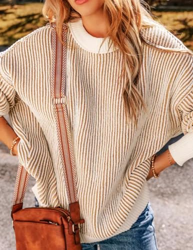 Zeagoo Women Sweater Long Sleeve Color Block Loose Pullover Rib Knit Blouse Tops2